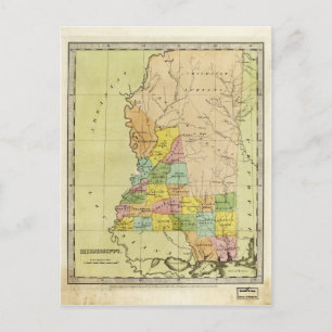 Map of Mississippi (1835) Postcard