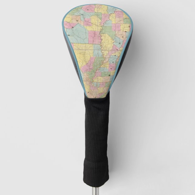 Map of Mississippi, Louisiana & Arkansas Golf Head Cover (Front)
