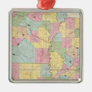 Map of Mississippi, Louisiana & Arkansas Metal Tree Decoration