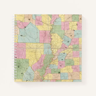 Map of Mississippi, Louisiana & Arkansas Notebook