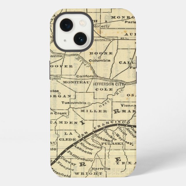 Map of Missouri 2 iPhone Case (Back)