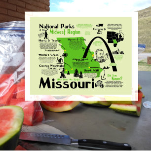 Map of Missouri National Parks Postcard