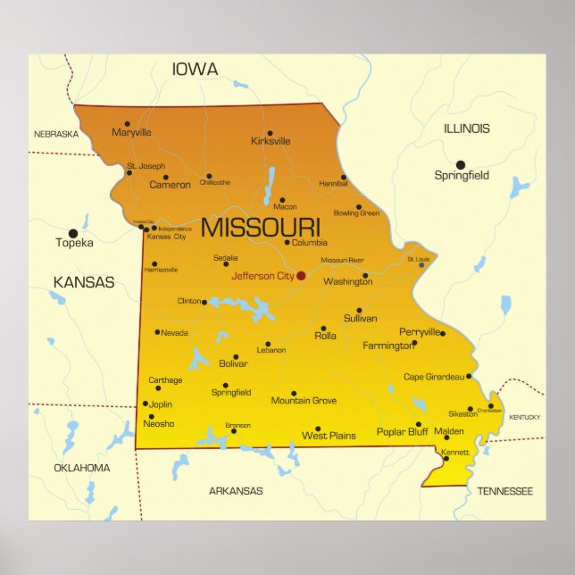 Map Of Missouri Poster (Front)