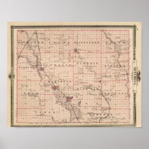 Map of Mitchell County, State of Iowa Poster