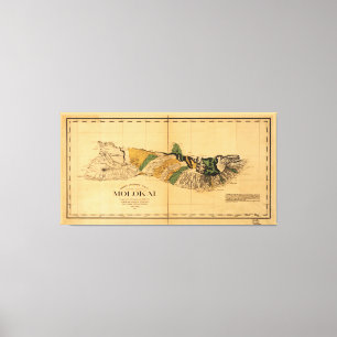 Map of Molokai, Hawaiian Island (1897) Canvas Print