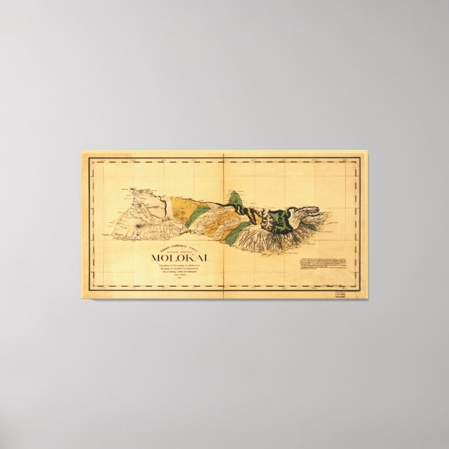 Map of Molokai, Hawaiian Island (1897) Canvas Print (Front)