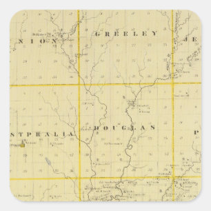 Map of Monona County, State of Iowa Square Sticker