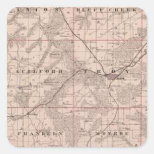 Map of Monroe County, State of Iowa Square Sticker