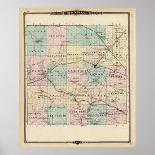 Map of Monroe County, State of Wisconsin Poster