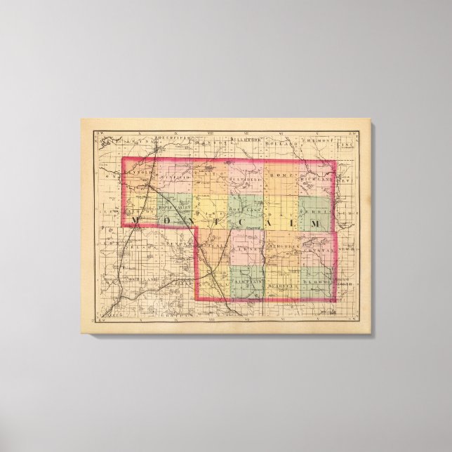 Map of Montcalm County, Michigan Canvas Print (Front)