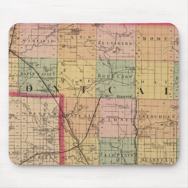 Map of Montcalm County, Michigan Mouse Mat (Front)