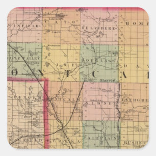 Map of Montcalm County, Michigan Square Sticker