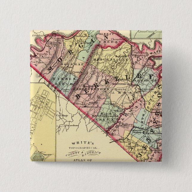 Map of Morgan, Berkeley, and Jefferson counties 15 Cm Square Badge (Front)
