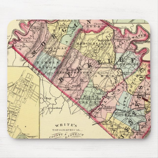 Map of Morgan, Berkeley, and Jefferson counties Mouse Mat (Front)