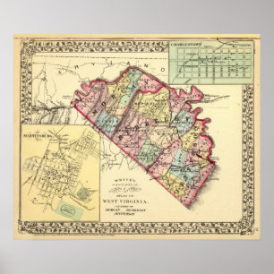 Map of Morgan, Berkeley, and Jefferson counties Poster