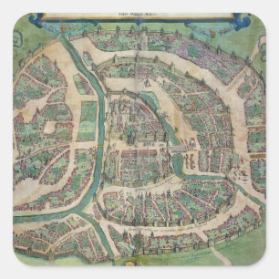 Map of Moscow, from 'Civitates Orbis Terrarum' by Square Sticker