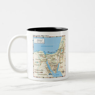 Map of Moses Exodus Egypt and Sinai 1400 to 1200 B Two-Tone Coffee Mug