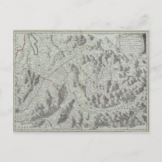 Map of Mountains Postcard (Front)
