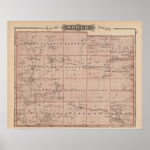 Map of Mower County, Minnesota Poster