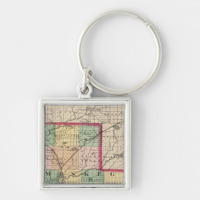 Map of Muskegon County, Michigan Key Ring (Front)