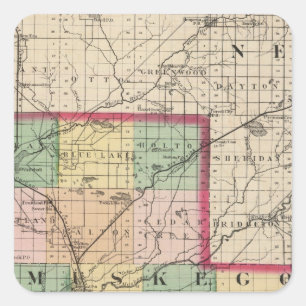 Map of Muskegon County, Michigan Square Sticker