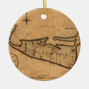 Map of Nantucket 1782 Ceramic Tree Decoration