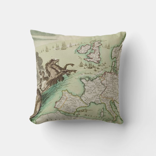 Map of Naval Attack on England by Napoleon Cushion (Front)