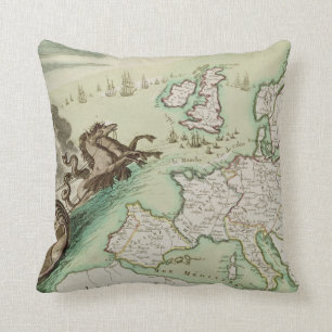 Map of Naval Attack on England by Napoleon Cushion