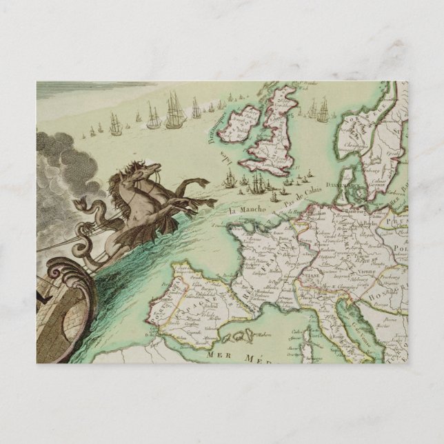 Map of Naval Attack on England by Napoleon Postcard (Front)