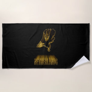 Map of Netherlands, Gold Map Beach Towel