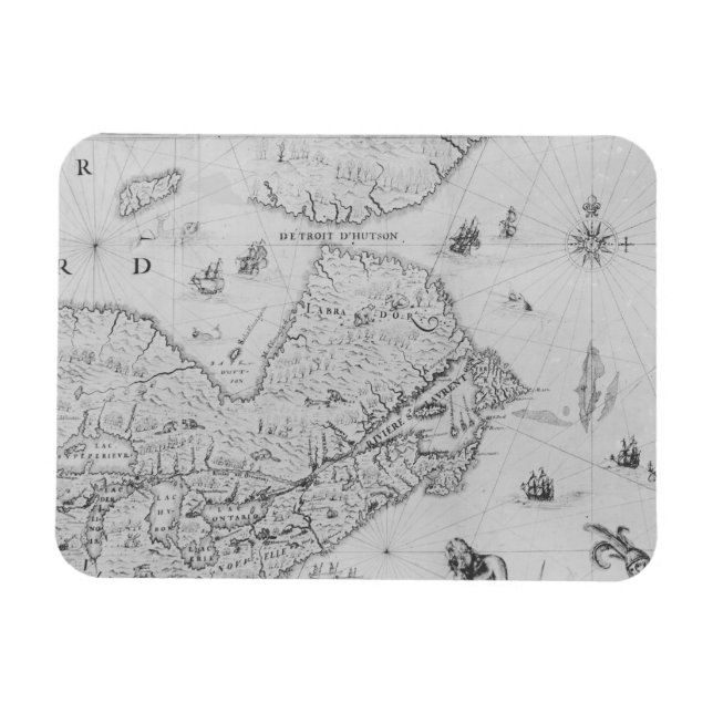 Map of New France or Canada Magnet (Horizontal)