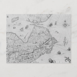 Map of New France or Canada Postcard