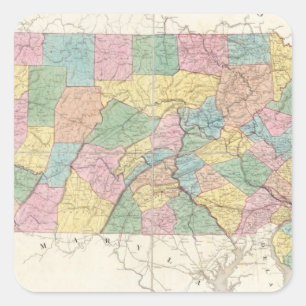Map of New Jersey And Pennsylvania Square Sticker