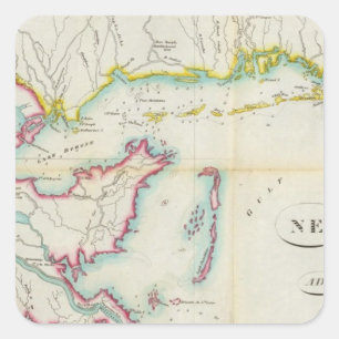 Map of New Orleans and Adjacent Country Square Sticker