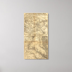 Map of New Orleans and Surrounding Country Canvas Print