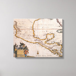 Map of New Spain  New Galicia & Guatemala, 1625 Canvas Print