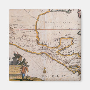 Map of New Spain New Galicia & Guatemala, 1625 Magnet
