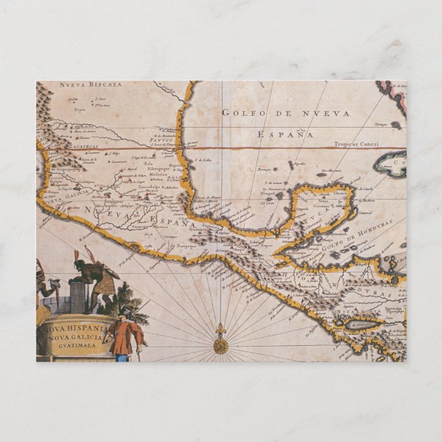 Map of New Spain |New Galicia & Guatemala, 1625 Postcard (Front)