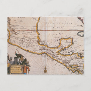 Map of New Spain  New Galicia & Guatemala, 1625 Postcard