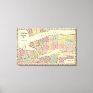 Map Of New York And The Adjacent Cities Canvas Print