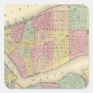 Map Of New York And The Adjacent Cities Square Sticker