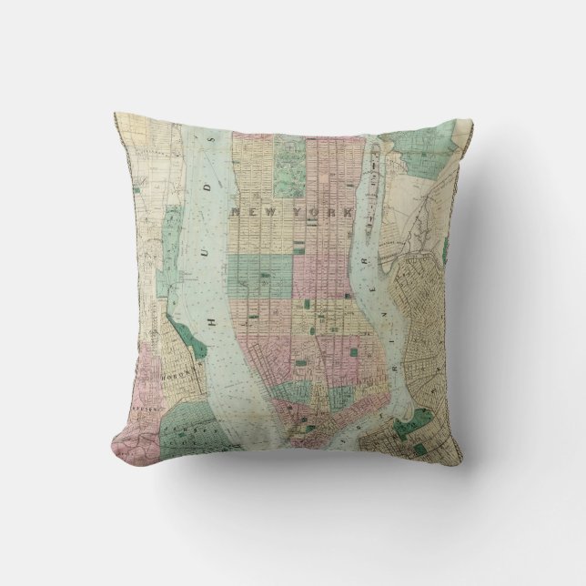 Map of New York and Vicinity Cushion (Front)