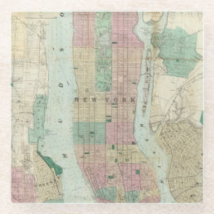 Map of New York and Vicinity Glass Coaster