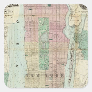 Map of New York and Vicinity Square Sticker