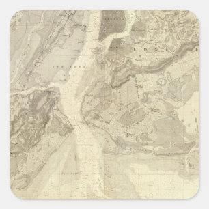 Map of New York Bay And Harbour And The Environs Square Sticker