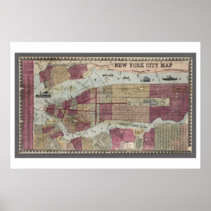 Map of New York City (1857) Poster