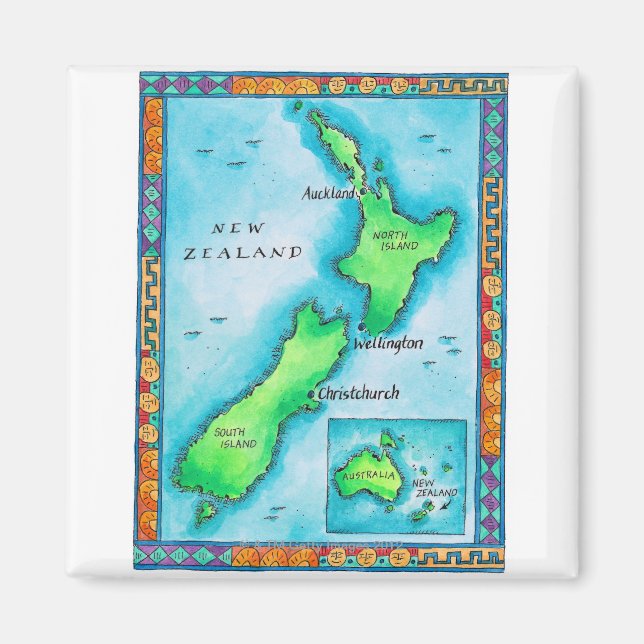 Map of New Zealand 2 Magnet (Front)