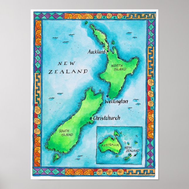 Map of New Zealand Poster (Front)