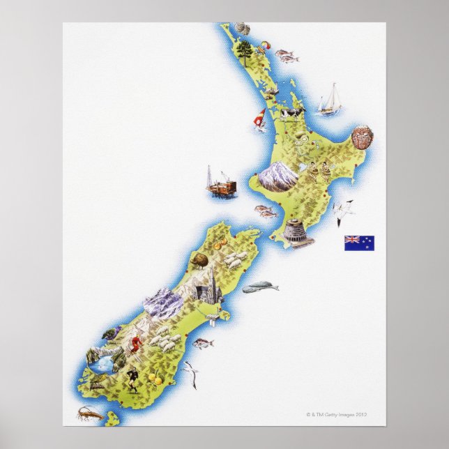 Map of New Zealand Poster (Front)