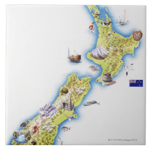 Map of New Zealand Tile